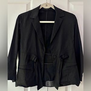 Theory Cropped Black Blazer 3Quarter Sleeve 4